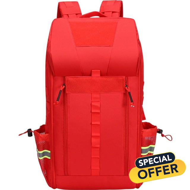 First Aid Backpack Medical Bag with Reflective Strip Empty First Responder Trauma Bag for Outdoor Camping Cycling Hiking