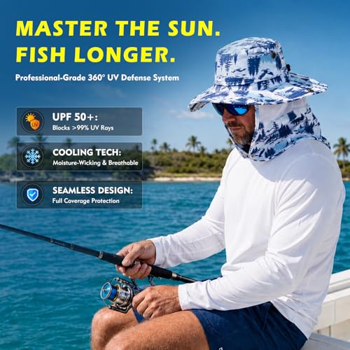 UPF 50 Wide Brim Summer UV Protection Boonie hat for Hiking Safari