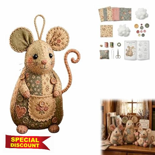 Bgdhinkt Vintage Patchwork Mouse Felt DIY Sewing Kit for Beginners