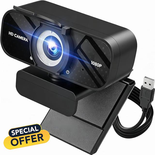 TRAUSI 1080P HD Webcam with Microphone