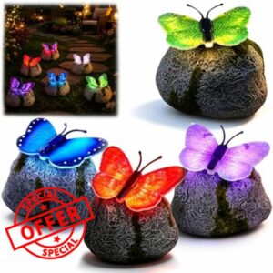 Illuminated Butterfly Stone Garden Light