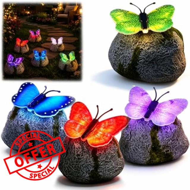Illuminated Butterfly Stone Garden Light