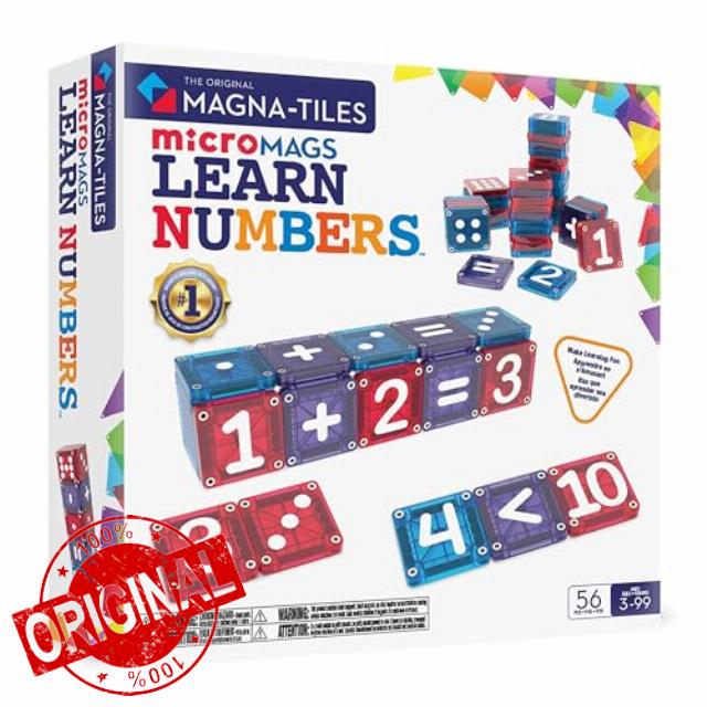 Magna-Tiles microMAGS Learn Numbers 56-Piece Magnetic Construction Set