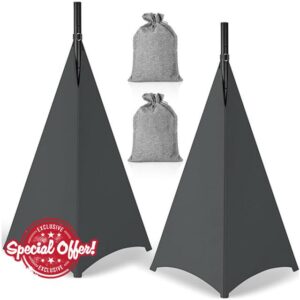 CREATCABIN 2Pcs Speaker Stand Cover Tripod Scrim DJ Speaker Stand Scrim Tripod Cover with 360 Degree Coverage Waterproof Lighting Travel Bag for Stage Weddings Banquets DJ Events Gray