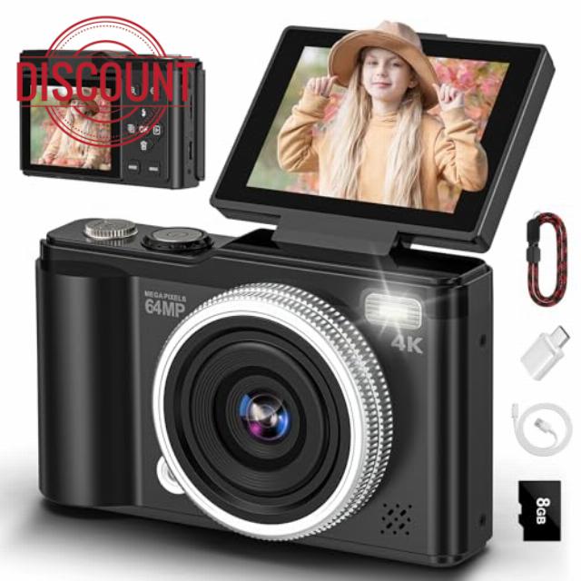 4K 64MP Digital Camera with SD Card