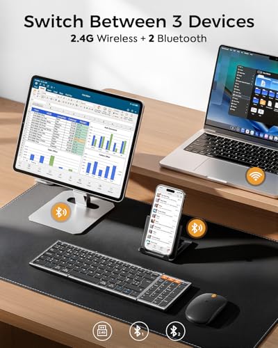 Portable Folding Keyboard for Laptop iPad | 2.4G+Dual Bluetooth