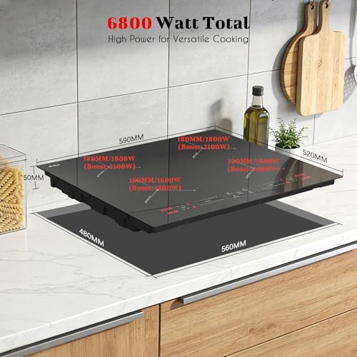 4 Zones Electric Hob 7200w with Touch Control
