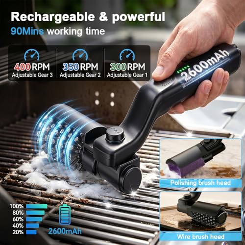 2600mAh Electric Grill Cleaner with Adjustable Angle
