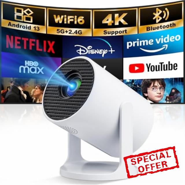 Mini Projector with WiFi 6 & Bluetooth