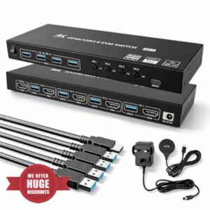 4 Port HDMI KVM Switch 4 Computers 1 Monitor 4K@60Hz