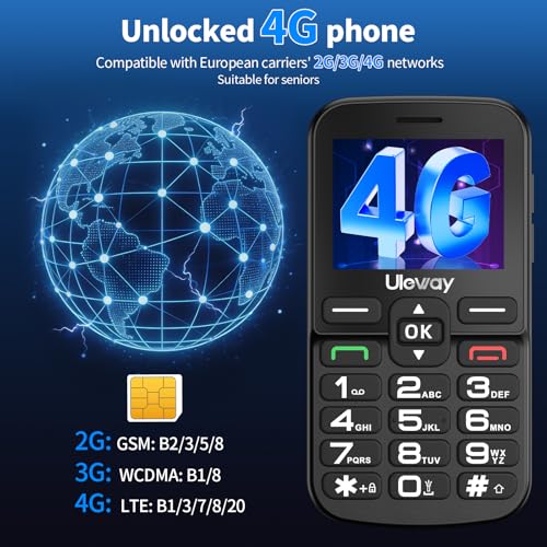 Unlocked 4G Big Button Mobile Phone for Elderly with High Contrast Keys