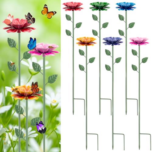 Bee Bath for Garden Metal Bees Water Feeder with Flower Design