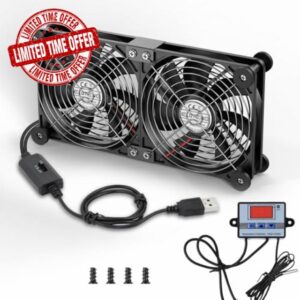 ELUTENG 2 in 1 USB Fan 140mm with Digital Temperature Controller