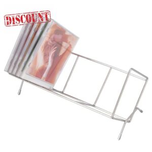 AHANDMAKER CD Storage Rack Organizer for DVDs and CDs Stainless Steel Wire Display Holder for Music Movie Discs Game Cases Studio Home Office Use Multimedia Entertainment