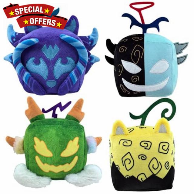 4 Pcs BloxsFruit Plush Doll BloxsFruit Figure Merch Party Decor Plush Dolls Pillow Square Shape Cushio