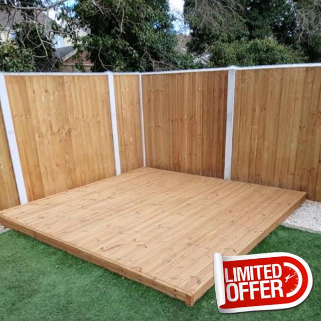eDecks Reject Discount Decking Kit 9m2 - Pressure Treated Timber - 3m x 3m - No Handrails - Garden Timber Decking Kit for Patios