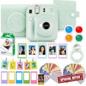 Fujifilm INSTAX Mini 12 Mint Green Camera id Bundle – Includes Mini 12 Green Camera