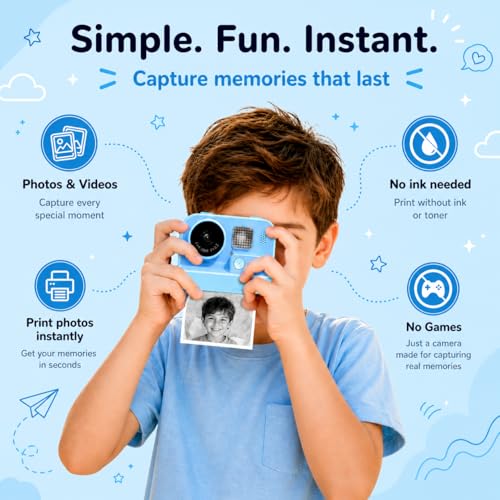 1080P Instant Print Camera for Kids with 32GB Card & 3 Rolls Paper
