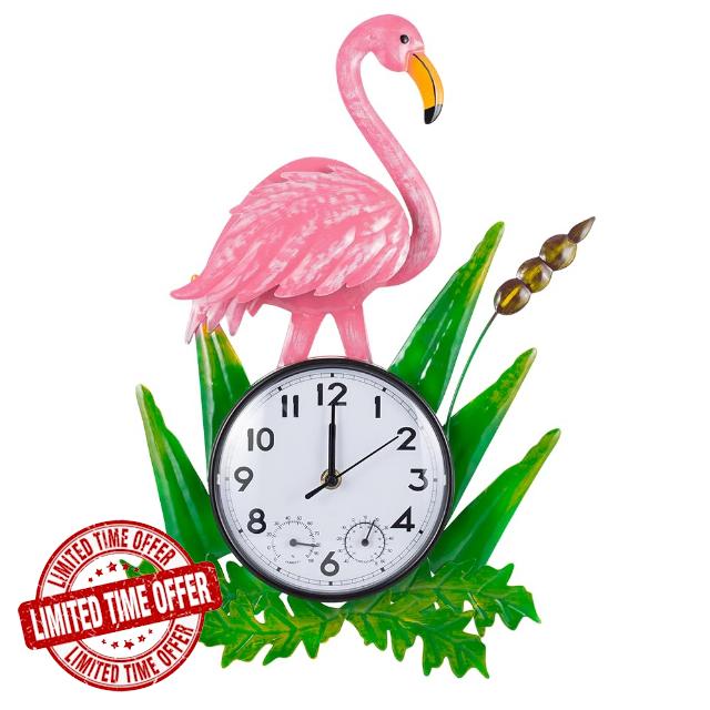 Flamingo Outdoor Clock Silent Non-Ticking