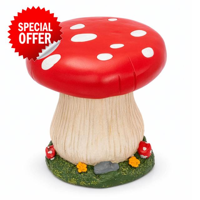 Mushroom Garden Stool Outdoor Seat Resin Toadstool Shaped Decor for Lawn Patio Pathway Balcony (Red)