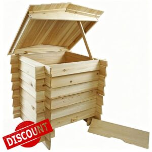 300L Garden Wooden Slatted Compost Bin Outdoor Waste Composter Hinged Lid | Aerated desig