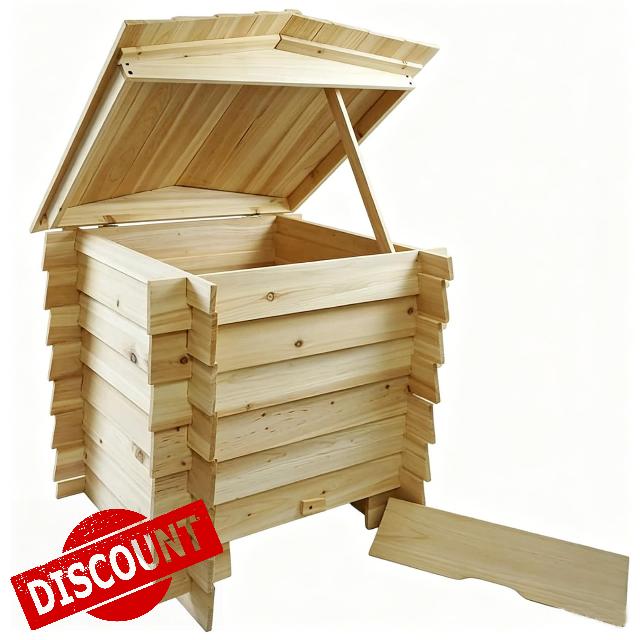 300L Garden Wooden Slatted Compost Bin Outdoor Waste Composter Hinged Lid | Aerated desig