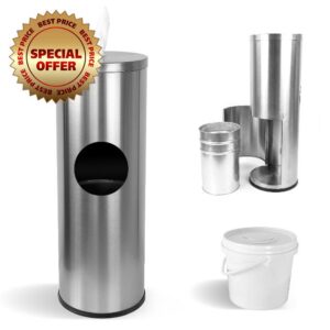 Gym Wipes Dispenser Stand with 4L Wipes Container and Built-in Trash Can