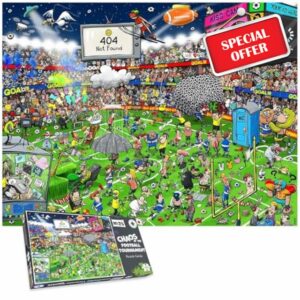 Ricardo Galvao Chaos at the Football Tournament 1000 Piece Jigsaw Puzzle – Funny Football Scene – Hilarious Match Day Mayhem Puzzle for Adults & Families