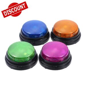 Recordable Talking Button Sound Button Answer Buzzer Game Buzzer Voice Recording 4 Pack 30 Seconds LED Light 4 Colors Easy to Carry with Record Function for Pare