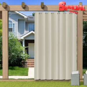 Premium Thick Outdoor Curtains for Patio Waterproof Sun Blocking Curtain Panels