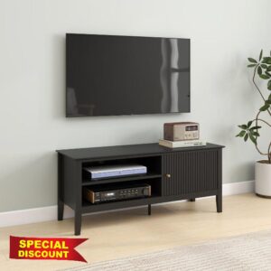 Melody Maison Large Black Wooden Tv Cabinet - Hales Black Range