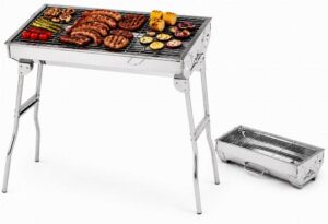 House of Home Stainless Steel Folding Charcoal BBQ Grill 72cm Camping | Portable barbecue