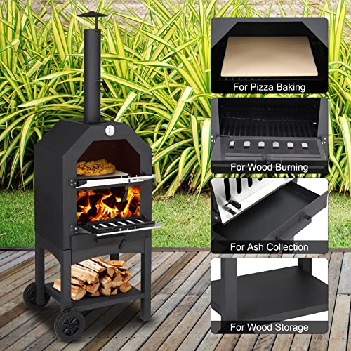 Wood Fired Pizza Oven with Chimney & Pizza Stone