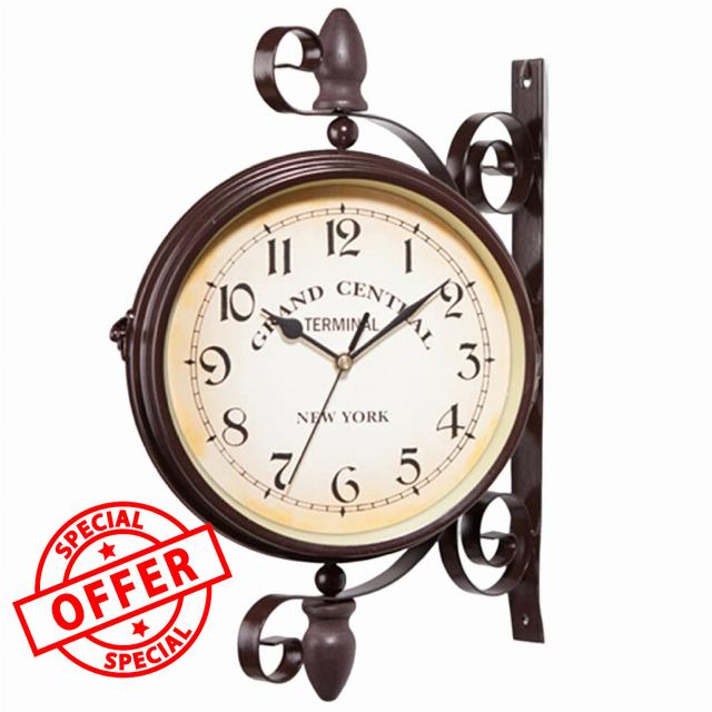 Double Sided Vintage Station Clock
