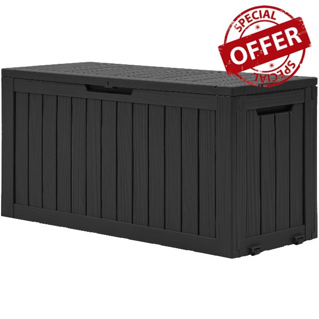 DWVO 270L Outdoor Resin Deck Box with Wheels