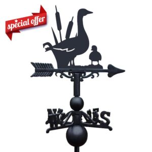 Black Cast Iron Large Duck Weathervane - Outdoor Garden Roof Weathervane Orname