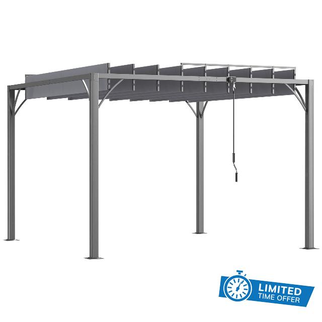 Outsunny 3 x 3(m) Outdoor Louvered Pergola with Adjustable Roof