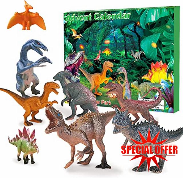 Dinosaur Advent Calendar 2026 Boys Kids with T-Rex Triceratops Velociraptor | 24-Day Christmas Holiday Countdown Surprises Xmas Gift Relief Stress Reusable Teenagers
