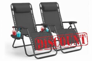 KEPLIN Set of 2 Heavy Duty Zero Gravity Chairs – Padded Garden Recliners with Locking System