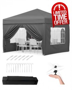 GarveeLife 3x3m Pop Up Gazebo with 4 Sidewalls
