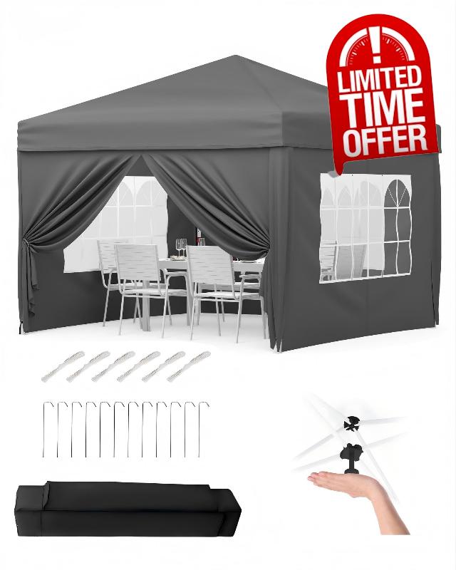 GarveeLife 3x3m Pop Up Gazebo with 4 Sidewalls