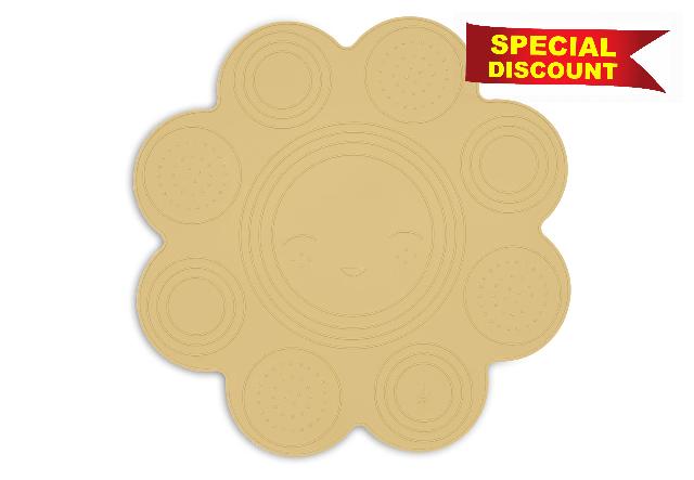 Jollein Bath Mat Kids - Sun - Honey - Non Slip Bath Mat - Safe Grip for Babies & Toddlers - Soft Silicone Anti Slip Mat - 45x45cm