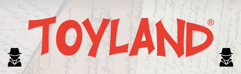 Text reads "TOYLAND" with registered trademark symbol. Red text logo on light background with decorative brand identity marks flanking the text.