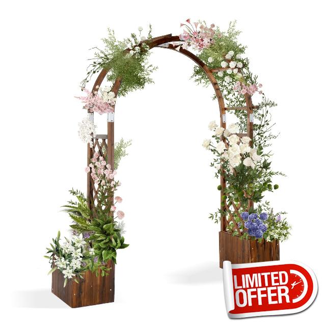Bonnlo Wooden Garden Arch with Planters