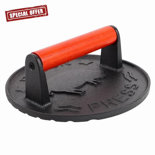 NUOBESTY Grill Press Cast Iron Meat Weight for Cooking Smash Burgers and Sausage Patties Nonstick Surface and Easy Cleaning