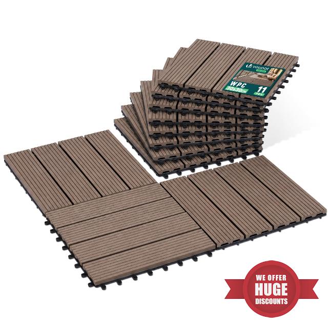 VOUNOT® WPC Decking Tiles Set of 11