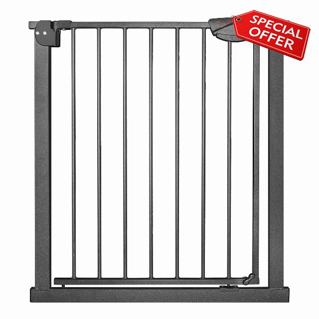Baby Gate Stair Gate for Babys Pressure Fit No drilling One-Hand Opening Safety Gate Stairgate Metal for Dogs Pets Toddlers Black
