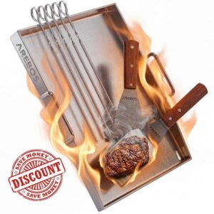 Arebos Plancha Stainless Steel Grill Plate | 40 x 30 cm