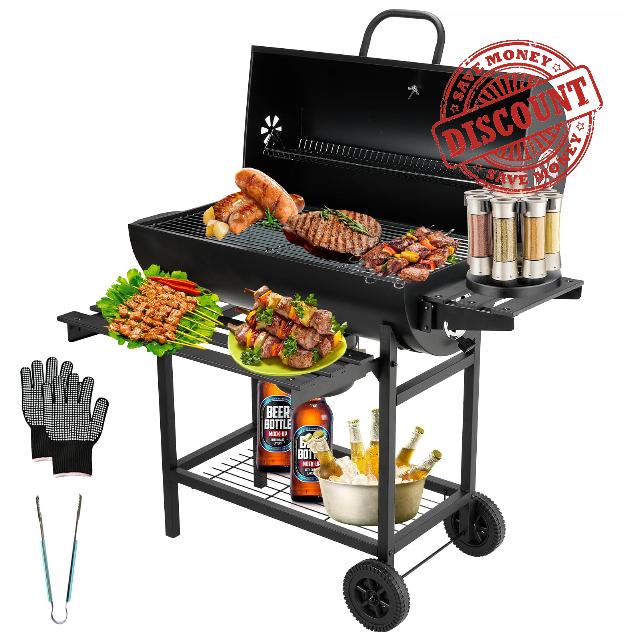 TEENO Wood Charcoal Grill Cart