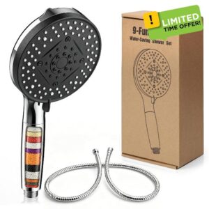 Euqvunn 9-Mode Filter Shower Head and Hose Set with 15-Stage Cartridge